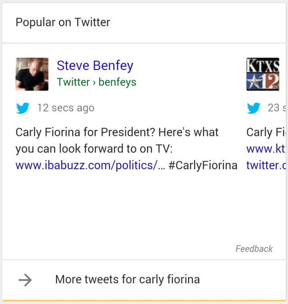Tuits en Google sobre Carly Fiorina