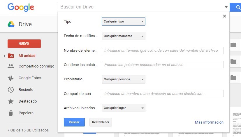 Google drive mejora busqueda archivos