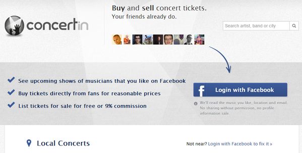 Facebook Entradas para conciertos